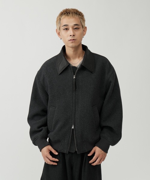 SINSS(シンス)の「Leather collar wool blend melton blouson / レザーカラーウールブレンドメルトンブルゾン(ブルゾン・メンズ・チャコール/ベージュ/ブラック・X-SMALL/MEDIUM/SMALL/LARGE)」の9枚目の写真