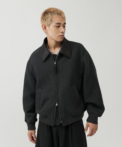 SINSS(シンス)の「Leather collar wool blend melton blouson / レザーカラーウールブレンドメルトンブルゾン(ブルゾン・メンズ・チャコール/ベージュ/ブラック・X-SMALL/MEDIUM/SMALL/LARGE)」の10枚目の写真