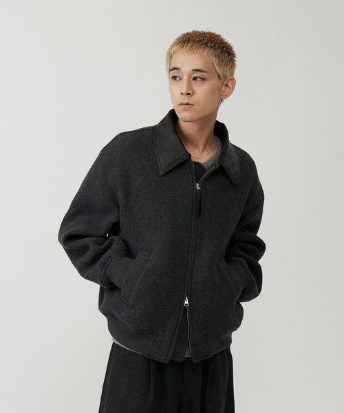 SINSS(シンス)の「Leather collar wool blend melton blouson / レザーカラーウールブレンドメルトンブルゾン(ブルゾン・メンズ・チャコール/ベージュ/ブラック・X-SMALL/MEDIUM/SMALL/LARGE)」の12枚目の写真