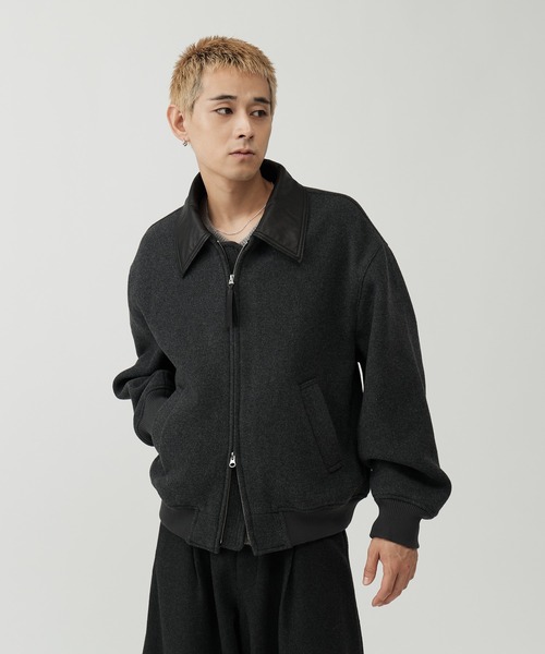 SINSS(シンス)の「Leather collar wool blend melton blouson / レザーカラーウールブレンドメルトンブルゾン(ブルゾン・メンズ・チャコール/ベージュ/ブラック・X-SMALL/MEDIUM/SMALL/LARGE)」の13枚目の写真