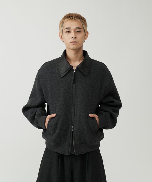 SINSS(シンス)の「Leather collar wool blend melton blouson / レザーカラーウールブレンドメルトンブルゾン(ブルゾン・メンズ・チャコール/ベージュ/ブラック・X-SMALL/MEDIUM/SMALL/LARGE)」の14枚目の写真