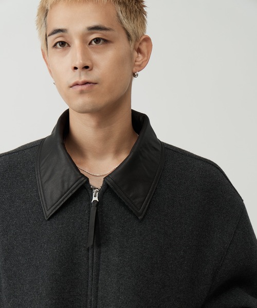 SINSS(シンス)の「Leather collar wool blend melton blouson / レザーカラーウールブレンドメルトンブルゾン(ブルゾン・メンズ・チャコール/ベージュ/ブラック・X-SMALL/MEDIUM/SMALL/LARGE)」の15枚目の写真