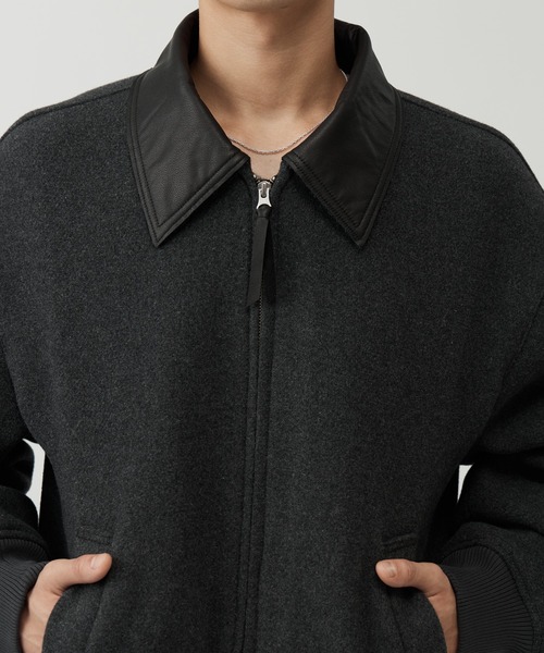 SINSS(シンス)の「Leather collar wool blend melton blouson / レザーカラーウールブレンドメルトンブルゾン(ブルゾン・メンズ・チャコール/ベージュ/ブラック・X-SMALL/MEDIUM/SMALL/LARGE)」の16枚目の写真