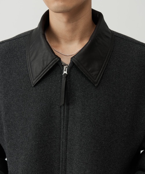 SINSS(シンス)の「Leather collar wool blend melton blouson / レザーカラーウールブレンドメルトンブルゾン(ブルゾン・メンズ・チャコール/ベージュ/ブラック・X-SMALL/MEDIUM/SMALL/LARGE)」の17枚目の写真