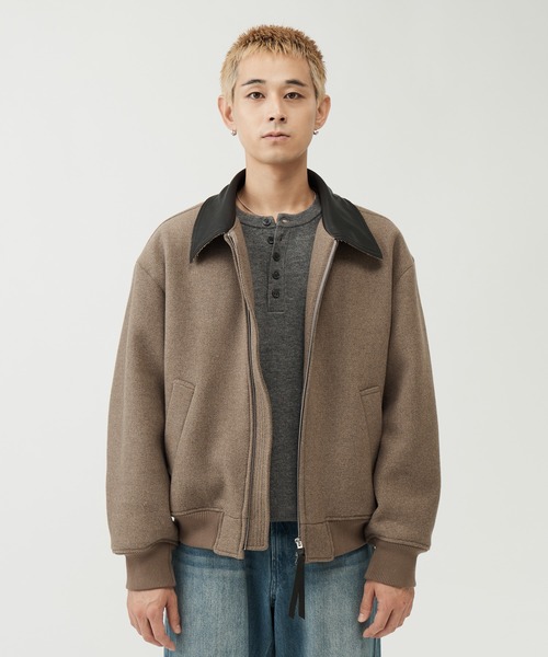 SINSS(シンス)の「Leather collar wool blend melton blouson / レザーカラーウールブレンドメルトンブルゾン(ブルゾン・メンズ・チャコール/ベージュ/ブラック・X-SMALL/MEDIUM/SMALL/LARGE)」の18枚目の写真