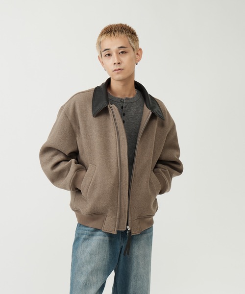 SINSS(シンス)の「Leather collar wool blend melton blouson / レザーカラーウールブレンドメルトンブルゾン(ブルゾン・メンズ・チャコール/ベージュ/ブラック・X-SMALL/MEDIUM/SMALL/LARGE)」の19枚目の写真