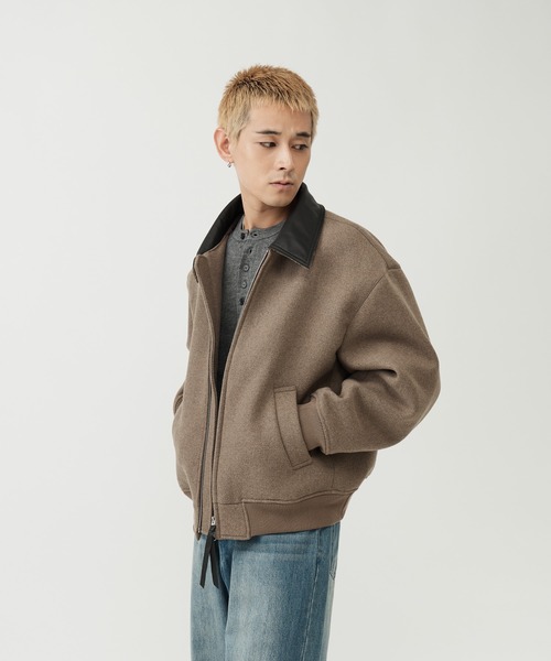 SINSS(シンス)の「Leather collar wool blend melton blouson / レザーカラーウールブレンドメルトンブルゾン(ブルゾン・メンズ・チャコール/ベージュ/ブラック・X-SMALL/MEDIUM/SMALL/LARGE)」の20枚目の写真