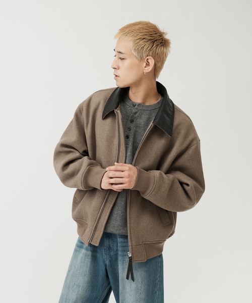 SINSS(シンス)の「Leather collar wool blend melton blouson / レザーカラーウールブレンドメルトンブルゾン(ブルゾン・メンズ・チャコール/ベージュ/ブラック・X-SMALL/MEDIUM/SMALL/LARGE)」の21枚目の写真
