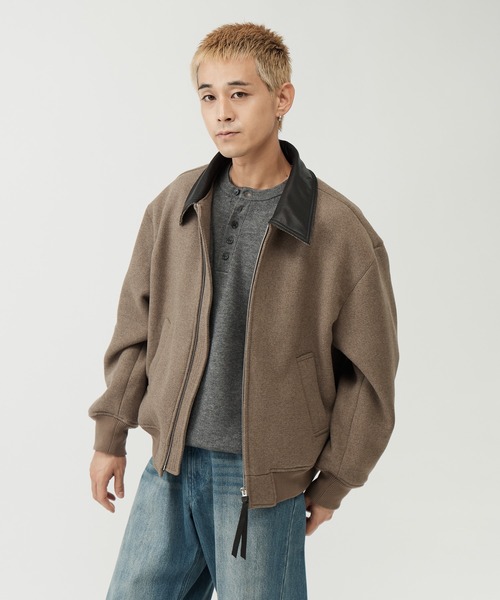 SINSS(シンス)の「Leather collar wool blend melton blouson / レザーカラーウールブレンドメルトンブルゾン(ブルゾン・メンズ・チャコール/ベージュ/ブラック・X-SMALL/MEDIUM/SMALL/LARGE)」の22枚目の写真
