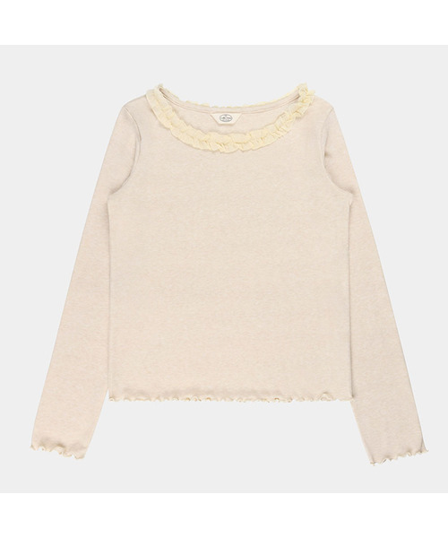PIGMENT(ピグメント)の「チーズフリルナラリTシャツ (YZTS2606004)(Tシャツ/カットソー・レディース・オートミール/ブラック/アイボリー・FREE)」の3枚目の写真