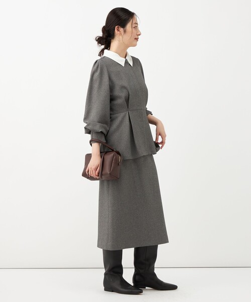 NOLLEY’S(ノーリーズ)の「《セットアップ対応》ウォッシャブルウールライクペプラムブラウス(シャツ/ブラウス・レディース・グレー/ブラック・38/36)」の21枚目の写真