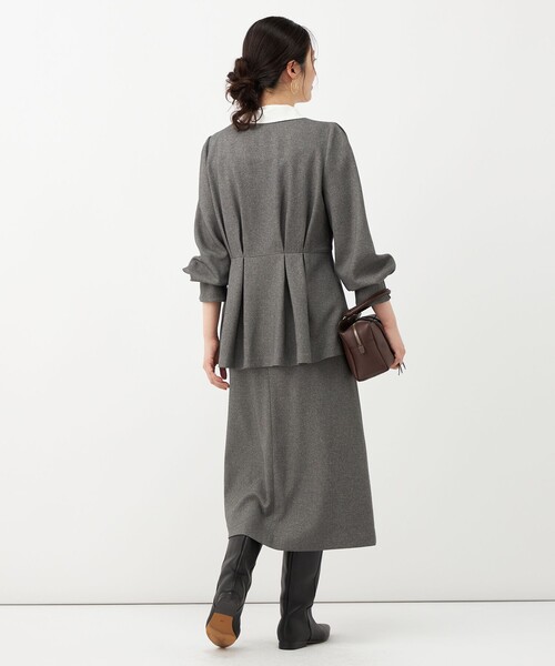 NOLLEY’S(ノーリーズ)の「《セットアップ対応》ウォッシャブルウールライクペプラムブラウス(シャツ/ブラウス・レディース・グレー/ブラック・38/36)」の22枚目の写真