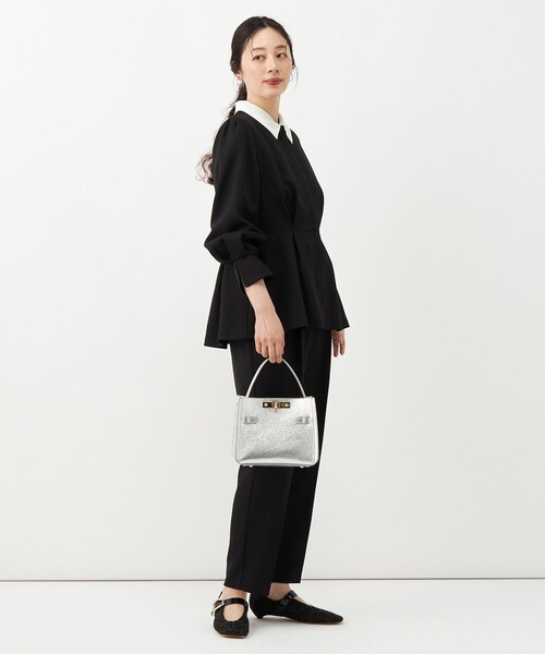NOLLEY’S(ノーリーズ)の「《セットアップ対応》ウォッシャブルウールライクペプラムブラウス(シャツ/ブラウス・レディース・グレー/ブラック・38/36)」の4枚目の写真