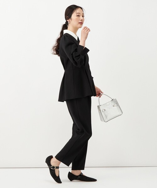 NOLLEY’S(ノーリーズ)の「《セットアップ対応》ウォッシャブルウールライクペプラムブラウス(シャツ/ブラウス・レディース・グレー/ブラック・38/36)」の5枚目の写真