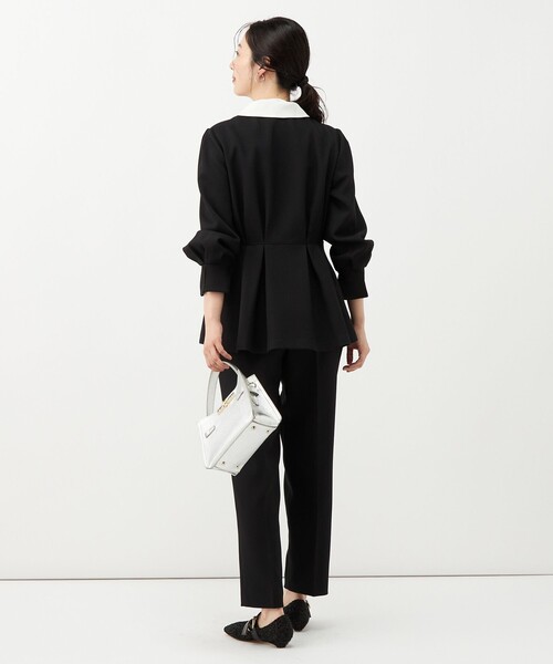 NOLLEY’S(ノーリーズ)の「《セットアップ対応》ウォッシャブルウールライクペプラムブラウス(シャツ/ブラウス・レディース・グレー/ブラック・38/36)」の6枚目の写真