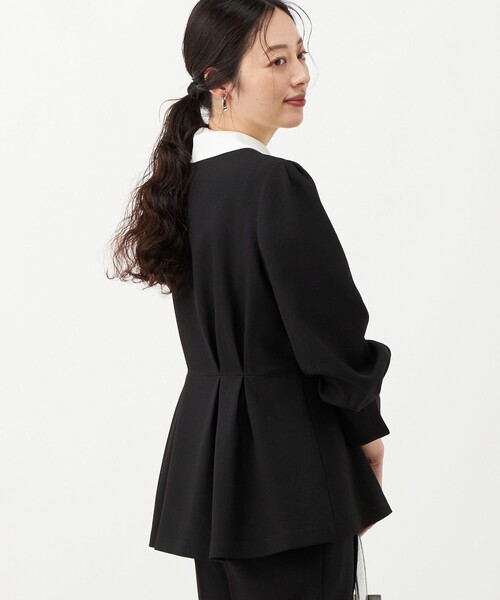 NOLLEY’S(ノーリーズ)の「《セットアップ対応》ウォッシャブルウールライクペプラムブラウス(シャツ/ブラウス・レディース・グレー/ブラック・38/36)」の12枚目の写真