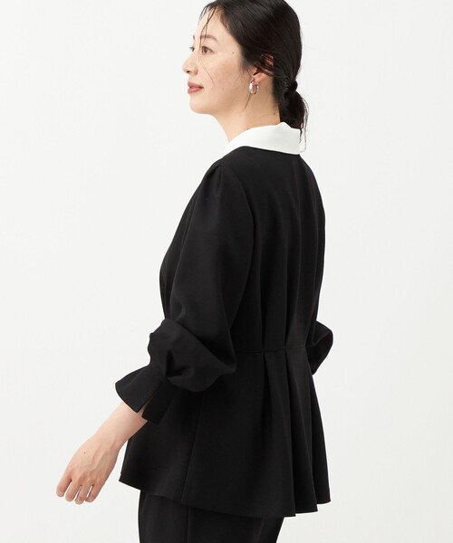 NOLLEY’S(ノーリーズ)の「《セットアップ対応》ウォッシャブルウールライクペプラムブラウス(シャツ/ブラウス・レディース・グレー/ブラック・38/36)」の14枚目の写真