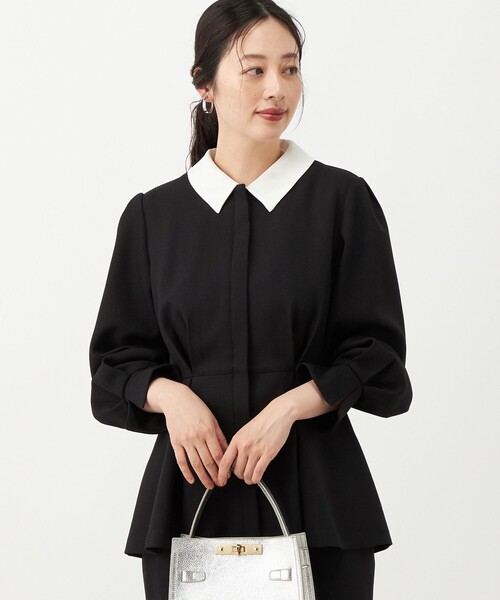 NOLLEY’S(ノーリーズ)の「《セットアップ対応》ウォッシャブルウールライクペプラムブラウス(シャツ/ブラウス・レディース・グレー/ブラック・38/36)」の15枚目の写真