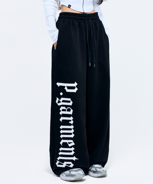 PHYSICAL GARMENTS（フィジカルガーメンツ）の「P2657 ゴシック レタリング ワイドパンツ [2COLOR]（スウェットパンツ・メンズ・ブラック/グレー・SMALL/MEDIUM/LARGE/X-LARGE）」の7枚目の写真