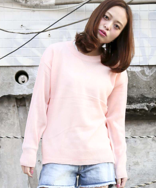 Denime(ドゥニーム)の「SPRING CN KNIT/スプリングクルーネックニット(ニット/セーター・レディース・ブルー/オフホワイト/グレー/サックスブルー/ライトピンク・FREE)」の5枚目の写真