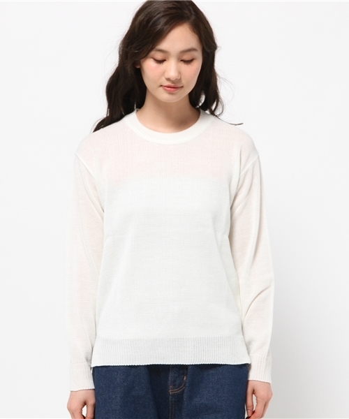 Denime(ドゥニーム)の「SPRING CN KNIT/スプリングクルーネックニット(ニット/セーター・レディース・ブルー/オフホワイト/グレー/サックスブルー/ライトピンク・FREE)」の6枚目の写真
