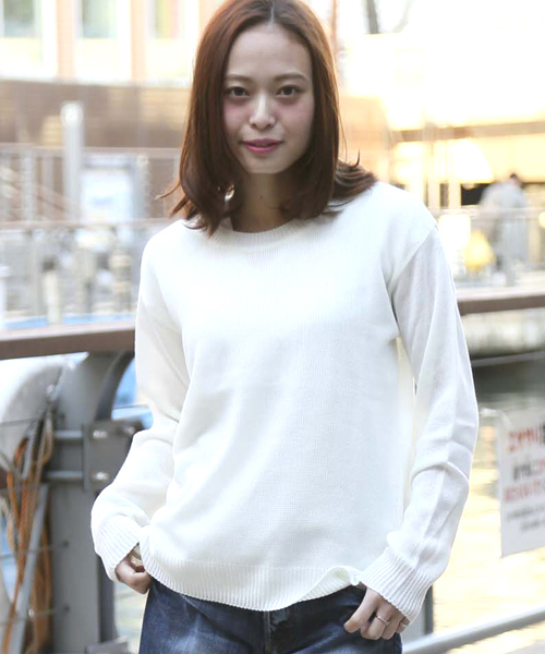 Denime(ドゥニーム)の「SPRING CN KNIT/スプリングクルーネックニット(ニット/セーター・レディース・ブルー/オフホワイト/グレー/サックスブルー/ライトピンク・FREE)」の18枚目の写真