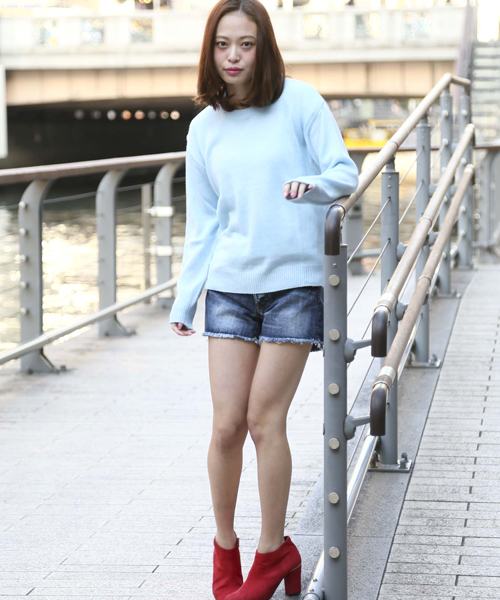 Denime(ドゥニーム)の「SPRING CN KNIT/スプリングクルーネックニット(ニット/セーター・レディース・ブルー/オフホワイト/グレー/サックスブルー/ライトピンク・FREE)」の21枚目の写真