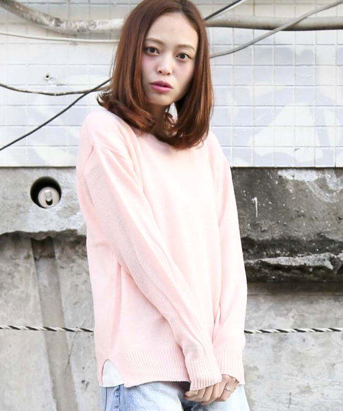 Denime(ドゥニーム)の「SPRING CN KNIT/スプリングクルーネックニット(ニット/セーター・レディース・ブルー/オフホワイト/グレー/サックスブルー/ライトピンク・FREE)」の22枚目の写真
