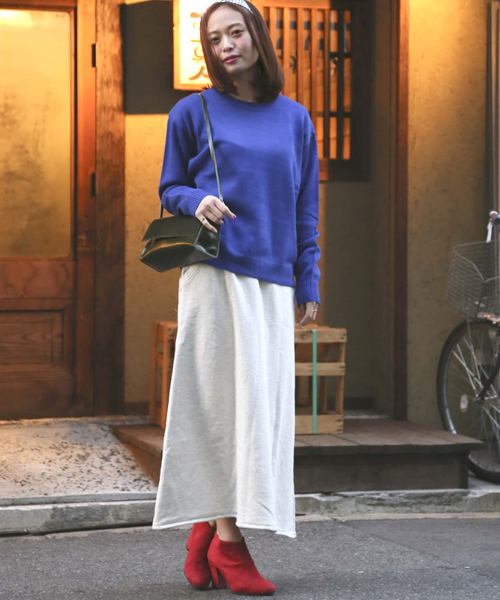Denime(ドゥニーム)の「SPRING CN KNIT/スプリングクルーネックニット(ニット/セーター・レディース・ブルー/オフホワイト/グレー/サックスブルー/ライトピンク・FREE)」の17枚目の写真