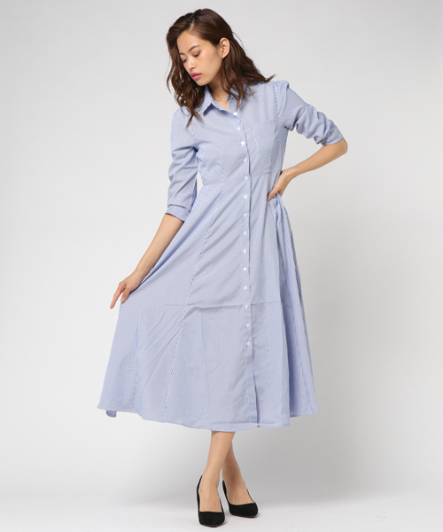 Re:EDIT（リエディ）の「ストライプシャツガウンワンピース（ワンピース・レディース・レッド/グリーン/ブラック/ブルー・LARGE/MEDIUM/SMALL）」の12枚目の写真