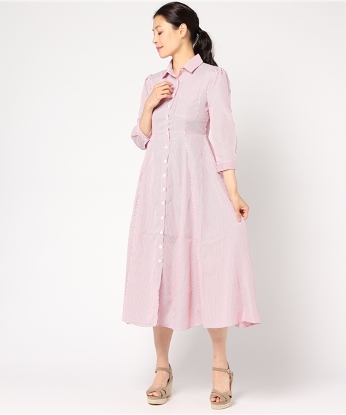 Re:EDIT（リエディ）の「ストライプシャツガウンワンピース（ワンピース・レディース・レッド/グリーン/ブラック/ブルー・LARGE/MEDIUM/SMALL）」の4枚目の写真