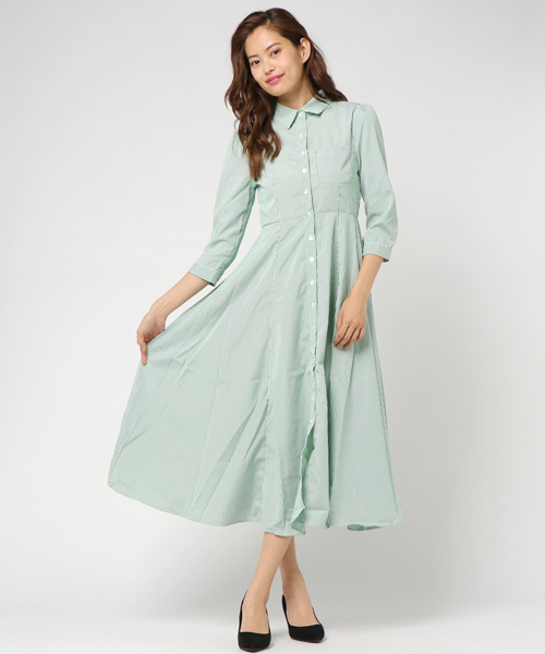 Re:EDIT（リエディ）の「ストライプシャツガウンワンピース（ワンピース・レディース・レッド/グリーン/ブラック/ブルー・LARGE/MEDIUM/SMALL）」の2枚目の写真