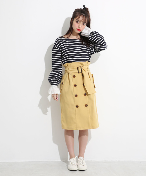 one after another NICE CLAUP(ワンアフターアナザーナイスクラップ)の「トレンチLadyスカート(スカート・レディース・ベージュ/ネイビー/イエロー・FREE)」の14枚目の写真