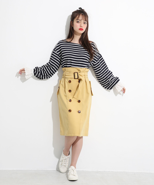 one after another NICE CLAUP(ワンアフターアナザーナイスクラップ)の「トレンチLadyスカート(スカート・レディース・ベージュ/ネイビー/イエロー・FREE)」の6枚目の写真