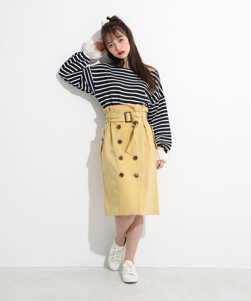 one after another NICE CLAUP(ワンアフターアナザーナイスクラップ)の「トレンチLadyスカート(スカート・レディース・ベージュ/ネイビー/イエロー・FREE)」の10枚目の写真