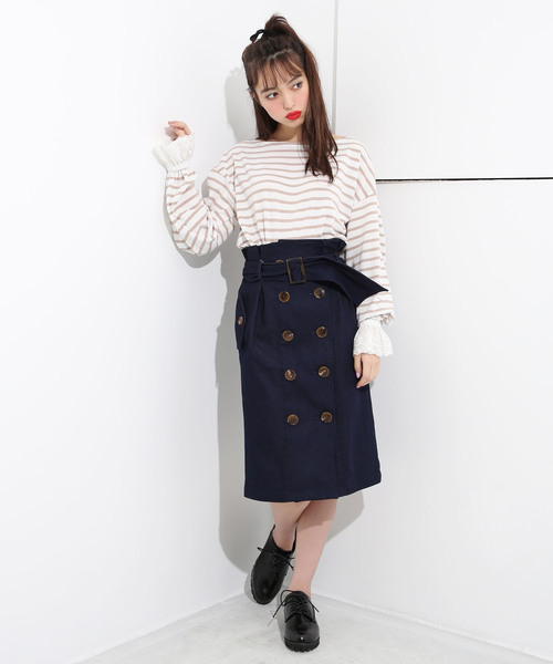 one after another NICE CLAUP(ワンアフターアナザーナイスクラップ)の「トレンチLadyスカート(スカート・レディース・ベージュ/ネイビー/イエロー・FREE)」の18枚目の写真