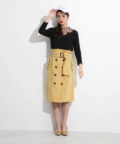 one after another NICE CLAUP(ワンアフターアナザーナイスクラップ)の「トレンチLadyスカート(スカート・レディース・ベージュ/ネイビー/イエロー・FREE)」の15枚目の写真