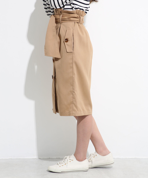 one after another NICE CLAUP(ワンアフターアナザーナイスクラップ)の「トレンチLadyスカート(スカート・レディース・ベージュ/ネイビー/イエロー・FREE)」の7枚目の写真