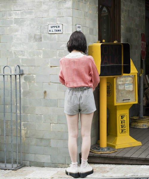 OLIVE des OLIVE（オリーブデオリーブ）の「[再入荷決定!] 透かし編みカーデ（カーディガン/ボレロ・レディース・グリーン/ピンク/ブラック/イエロー/オフホワイト/レッド・FREE）」の11枚目の写真