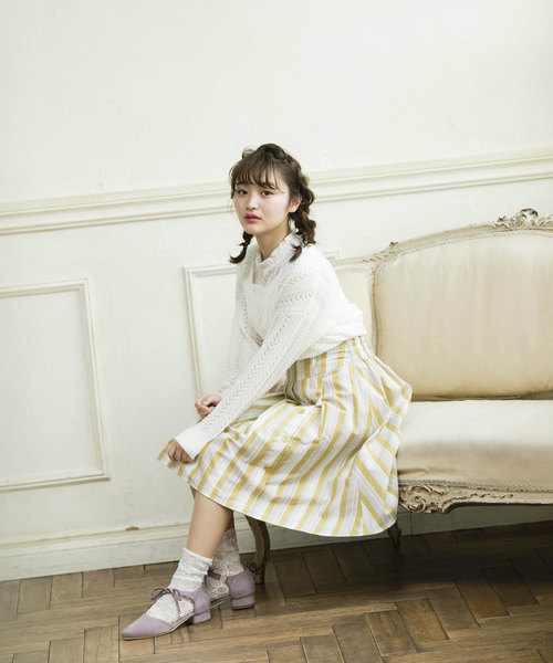 OLIVE des OLIVE（オリーブデオリーブ）の「[再入荷決定!] 透かし編みカーデ（カーディガン/ボレロ・レディース・グリーン/ピンク/ブラック/イエロー/オフホワイト/レッド・FREE）」の22枚目の写真