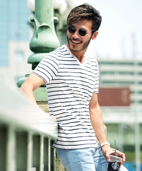 jiggys shop（ジギーズショップ）の「半袖 マルチボーダー Tシャツ（Tシャツ/カットソー・メンズ・ブルー系その他2/その他3/ホワイト系その他3/その他2/ホワイト系その他4/その他5/ブラック系その他/ブルー系その他/ブルー系その他7/ホワイト系その他2/その他4/ブルー系その他6/その他1/ブルー系その他4/ホワイト系その他5/ホワイト系その他6/ホワイト系その他/ブルー系その他3/ブルー系その他5/ホワイト系その他7/その他7/その他6/その他8/その他9/その他11・L/XL/MEDIUM/SMALL/M/S/LARGE/X-LARGE）」の3枚目の写真