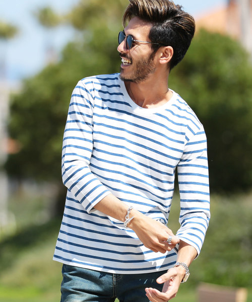 jiggys shop（ジギーズショップ）の「半袖 マルチボーダー Tシャツ（Tシャツ/カットソー・メンズ・ブルー系その他2/その他3/ホワイト系その他3/その他2/ホワイト系その他4/その他5/ブラック系その他/ブルー系その他/ブルー系その他7/ホワイト系その他2/その他4/ブルー系その他6/その他1/ブルー系その他4/ホワイト系その他5/ホワイト系その他6/ホワイト系その他/ブルー系その他3/ブルー系その他5/ホワイト系その他7/その他7/その他6/その他8/その他9/その他11・L/XL/MEDIUM/SMALL/M/S/LARGE/X-LARGE）」の4枚目の写真