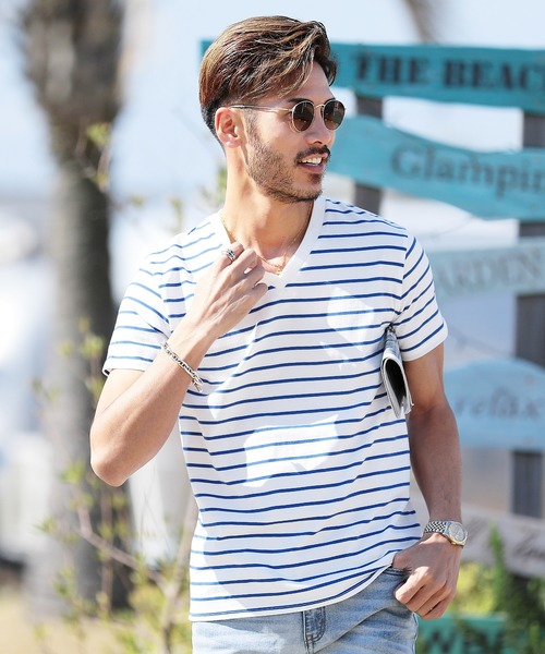 jiggys shop（ジギーズショップ）の「半袖 マルチボーダー Tシャツ（Tシャツ/カットソー・メンズ・ブルー系その他2/その他3/ホワイト系その他3/その他2/ホワイト系その他4/その他5/ブラック系その他/ブルー系その他/ブルー系その他7/ホワイト系その他2/その他4/ブルー系その他6/その他1/ブルー系その他4/ホワイト系その他5/ホワイト系その他6/ホワイト系その他/ブルー系その他3/ブルー系その他5/ホワイト系その他7/その他7/その他6/その他8/その他9/その他11・L/XL/MEDIUM/SMALL/M/S/LARGE/X-LARGE）」の2枚目の写真