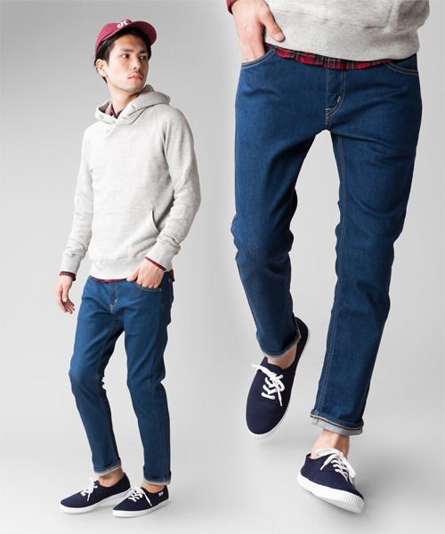 NANO universe(ナノユニバース)の「Lee(リー)/ 別注SkinnyTaperdCrop(デニムパンツ・メンズ・ホワイト/ブラック/グレー/ブルー/インディゴブルー・SMALL/MEDIUM/LARGE)」の5枚目の写真