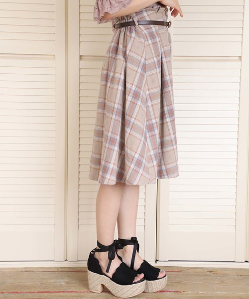 one after another NICE CLAUP（ワンアフターアナザーナイスクラップ）の「夏のチェック&無地スカート（スカート・レディース・ブラウン/グリーン/ホワイト系その他/ベージュ系その他・FREE）」の12枚目の写真