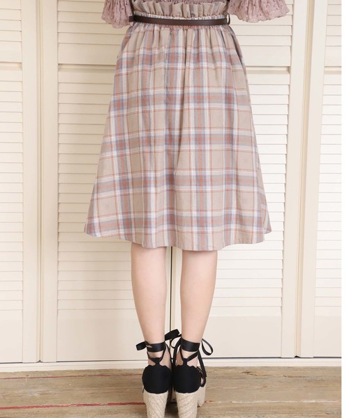 one after another NICE CLAUP（ワンアフターアナザーナイスクラップ）の「夏のチェック&無地スカート（スカート・レディース・ブラウン/グリーン/ホワイト系その他/ベージュ系その他・FREE）」の13枚目の写真