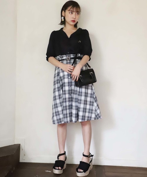 one after another NICE CLAUP（ワンアフターアナザーナイスクラップ）の「夏のチェック&無地スカート（スカート・レディース・ブラウン/グリーン/ホワイト系その他/ベージュ系その他・FREE）」の17枚目の写真