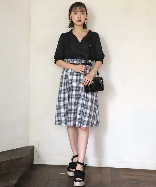 one after another NICE CLAUP（ワンアフターアナザーナイスクラップ）の「夏のチェック&無地スカート（スカート・レディース・ブラウン/グリーン/ホワイト系その他/ベージュ系その他・FREE）」の18枚目の写真