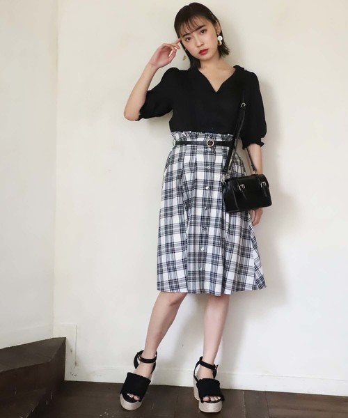 one after another NICE CLAUP（ワンアフターアナザーナイスクラップ）の「夏のチェック&無地スカート（スカート・レディース・ブラウン/グリーン/ホワイト系その他/ベージュ系その他・FREE）」の19枚目の写真