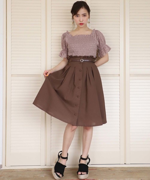 one after another NICE CLAUP（ワンアフターアナザーナイスクラップ）の「夏のチェック&無地スカート（スカート・レディース・ブラウン/グリーン/ホワイト系その他/ベージュ系その他・FREE）」の9枚目の写真